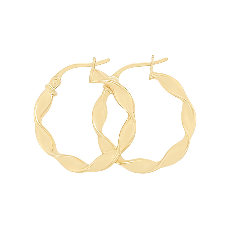 9ct Yellow Gold Twist Hoop Earrings Earrings Bevilles 