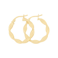 9ct Yellow Gold Twist Hoop Earrings 10MM Earrings Bevilles 