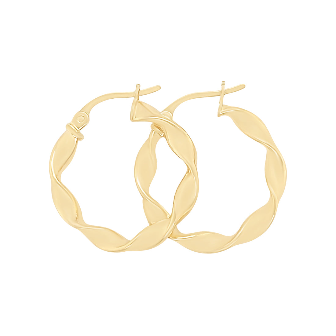 9ct Yellow Gold Twist Hoop Earrings 10MM Earrings Bevilles 