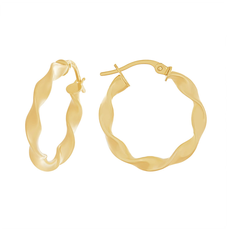9ct Yellow Gold Round Twist Hoop Earrings Earrings Bevilles 