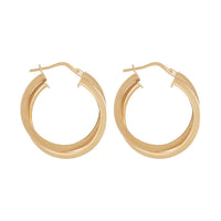 9ct Yellow Gold Double Hoop Earrings 15mm Earrings Bevilles 