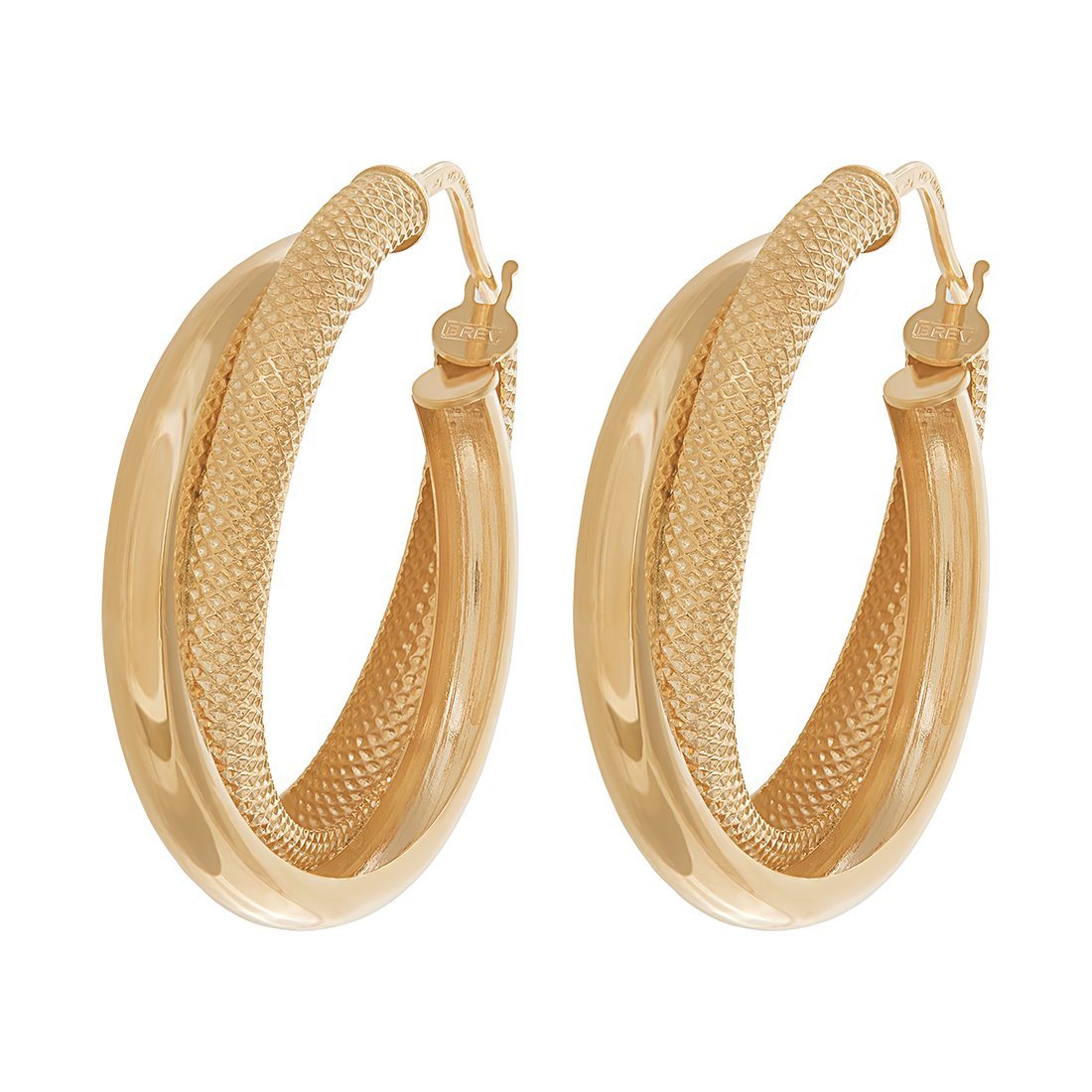 9ct Yellow Gold Double Hoop Earrings Earrings Bevilles 
