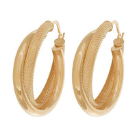 9ct Yellow Gold Double Hoop Earrings 15mm Earrings Bevilles 