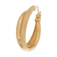 9ct Yellow Gold Double Hoop Earrings 15mm Earrings Bevilles 