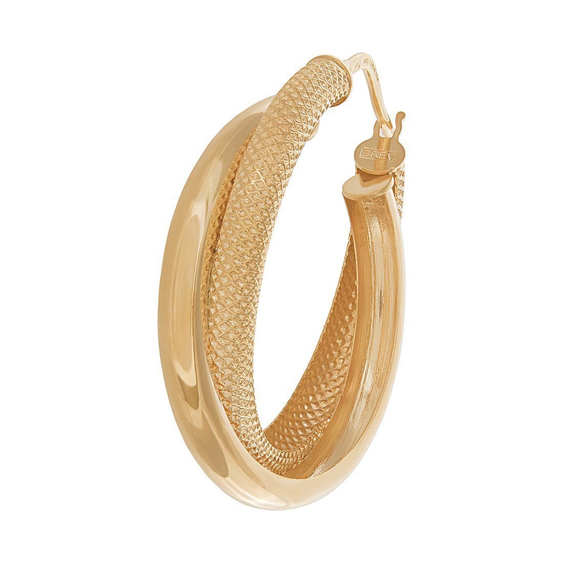 9ct Yellow Gold Double Hoop Earrings 15mm Earrings Bevilles 