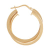 9ct Yellow Gold Double Hoop Earrings 15mm Earrings Bevilles 