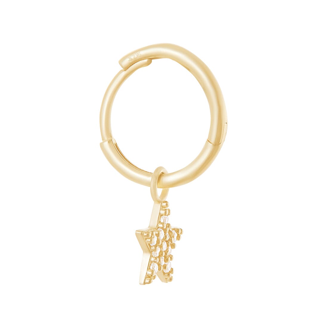 9ct Yellow Gold Pave Flower Charms Hoop Earrings with Cubic Zirconia Earrings Bevilles 