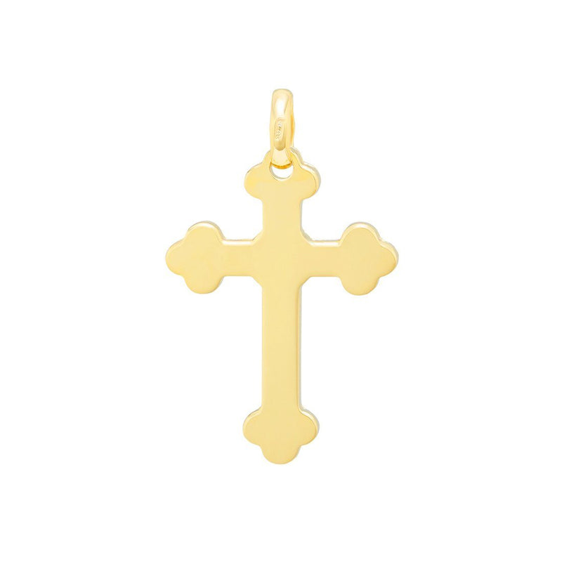 9ct Yellow Gold Scallop Edge Cross Pendant Necklaces Bevilles 