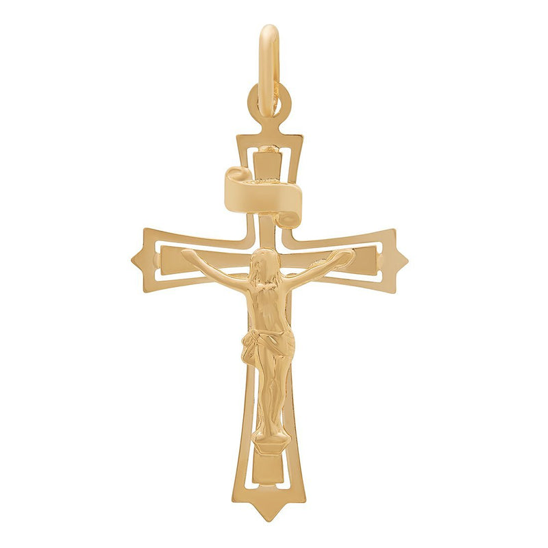 Cross Crucifix Pendant in 9ct Yellow Gold Necklaces Bevilles 