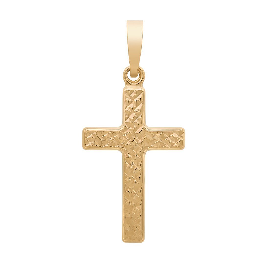 9ct Yellow Gold Diamond Cut Cross Pendant Necklaces Bevilles 
