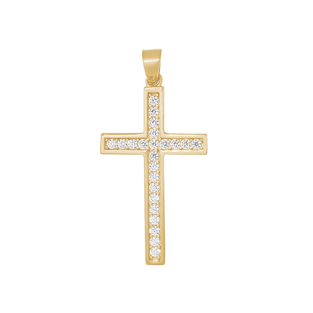 9ct Yellow Gold with Cubic Zirconia Cross Charm Necklaces Bevilles 