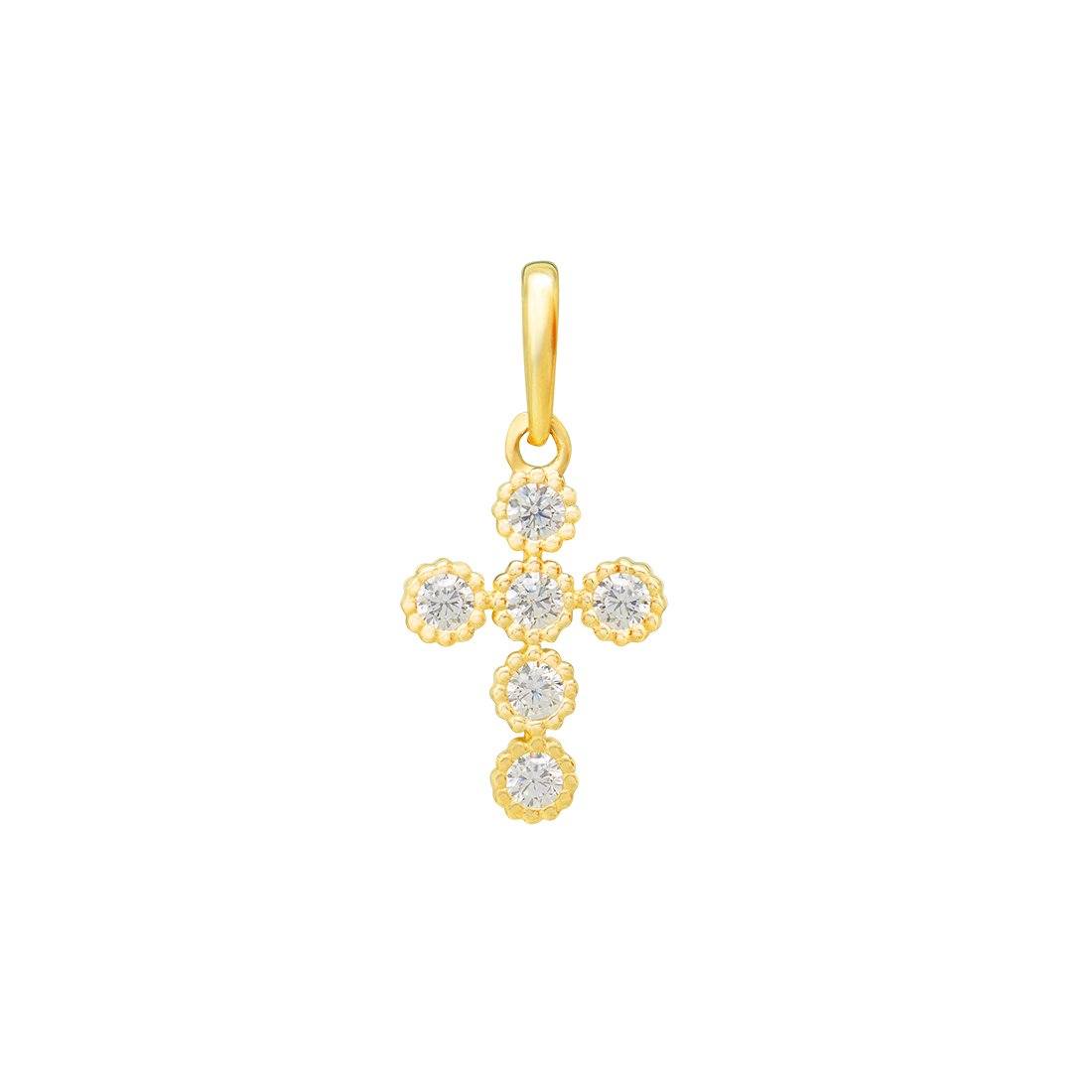 Cubic Zirconia Cross Pendant in 9ct Yellow Gold Necklaces Bevilles 