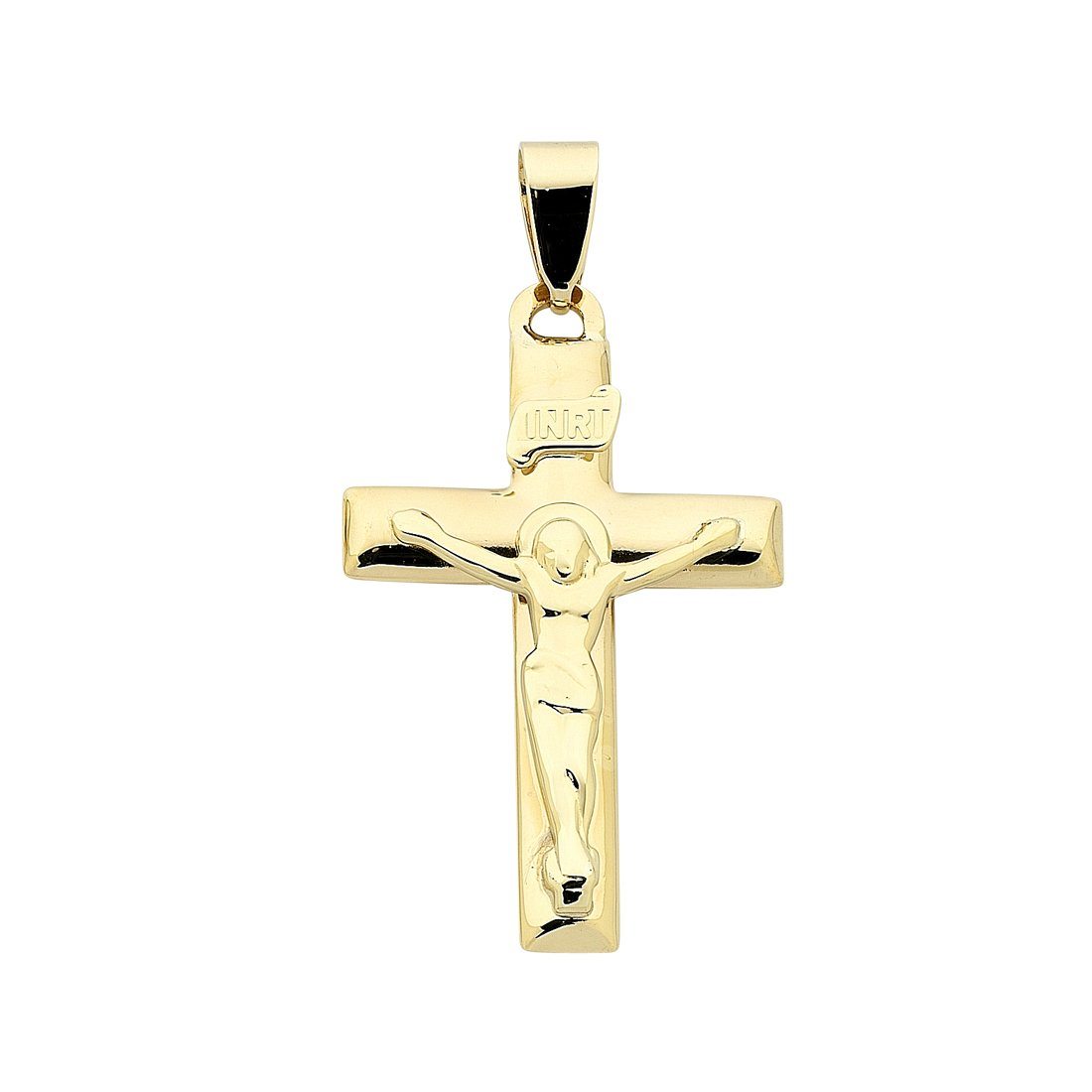 9ct Yellow Gold Large Crucifix Pendant Necklaces Bevilles 