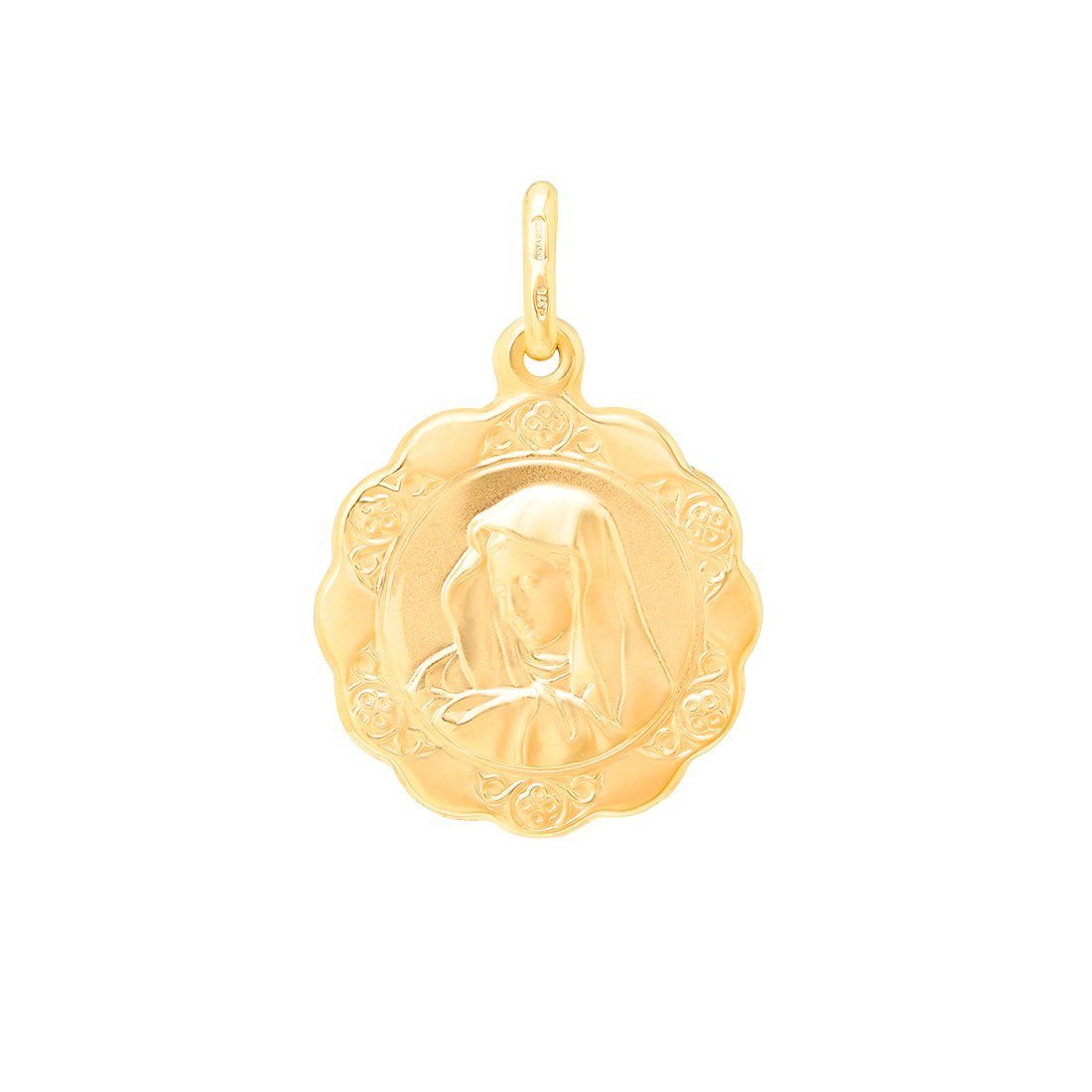 Medium Madonna Virgin Mary Pendant in 9ct Yellow Gold Necklaces Bevilles 