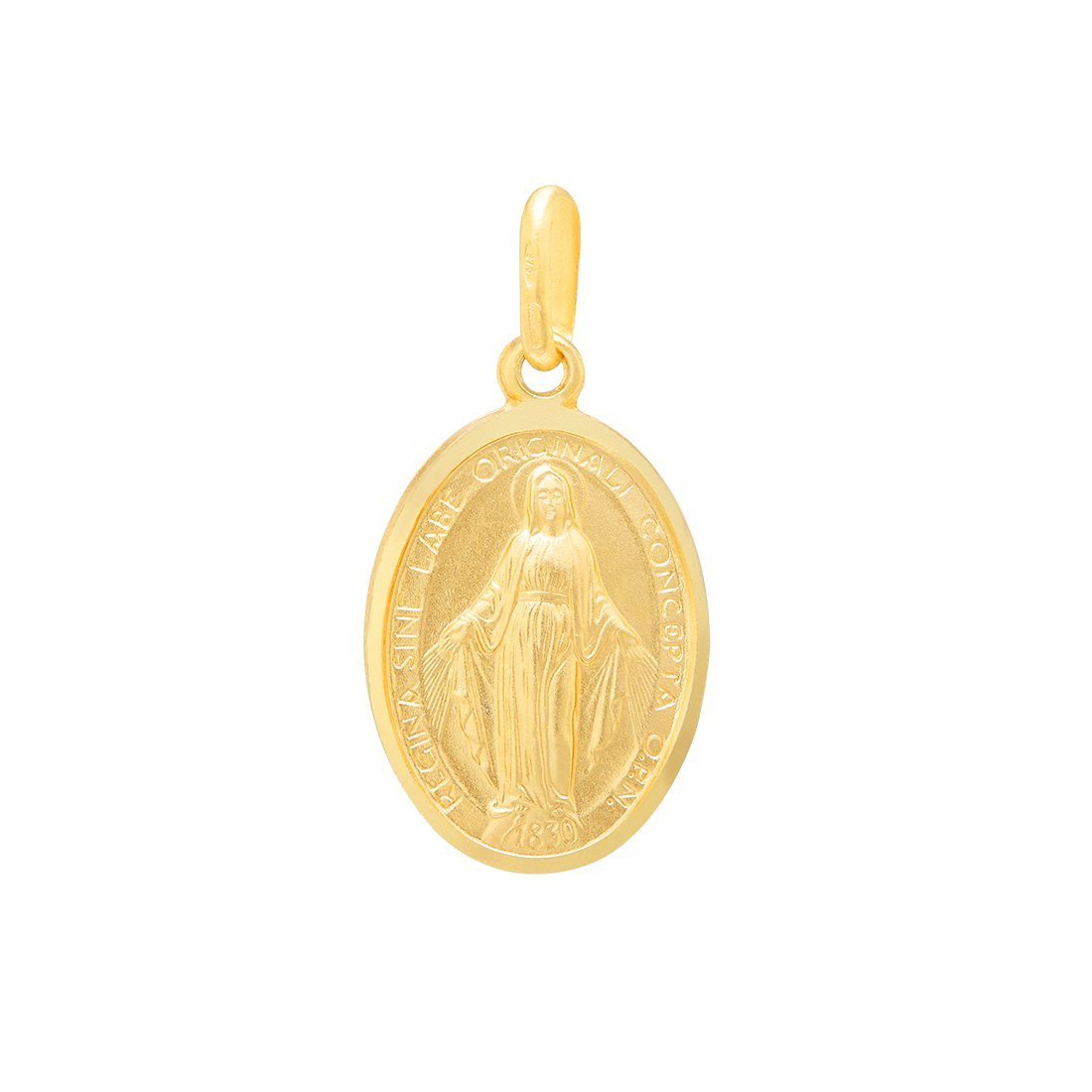 Religious Oval Madonna Virgin Mary Pendant in 9ct Yellow Gold Necklaces Bevilles 