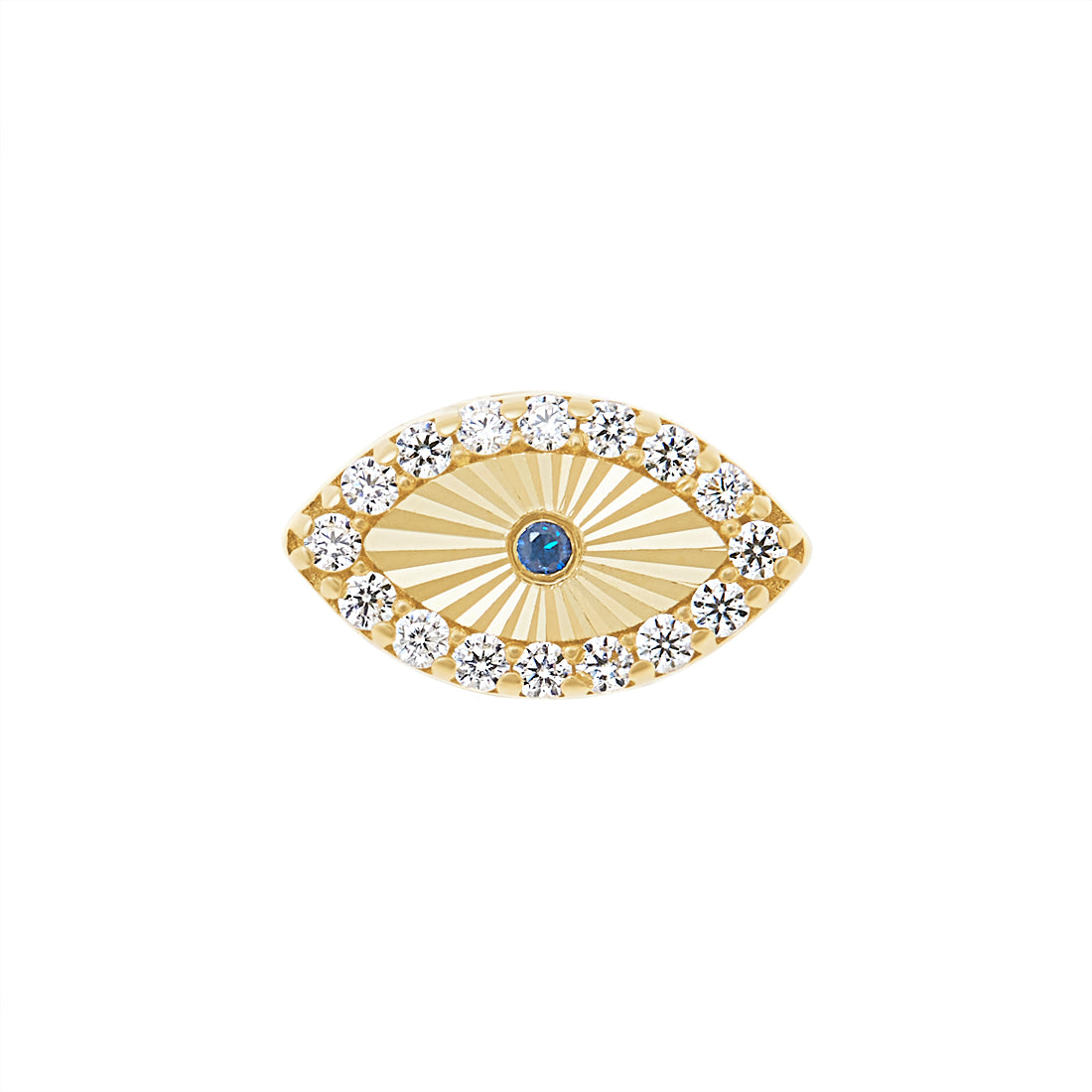 9ct Yellow Gold Evil Eye Stud Earrings with Cubic Zirconia Earrings Bevilles 