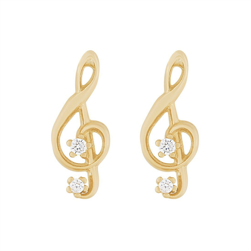 9ct Yellow Gold Treble Clef Stud Earrings Earrings Bevilles 