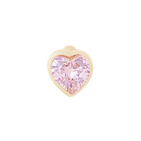 Pink Cubic Zirconia Heart Stud Earrings in 9ct Yellow Gold Earrings Bevilles 