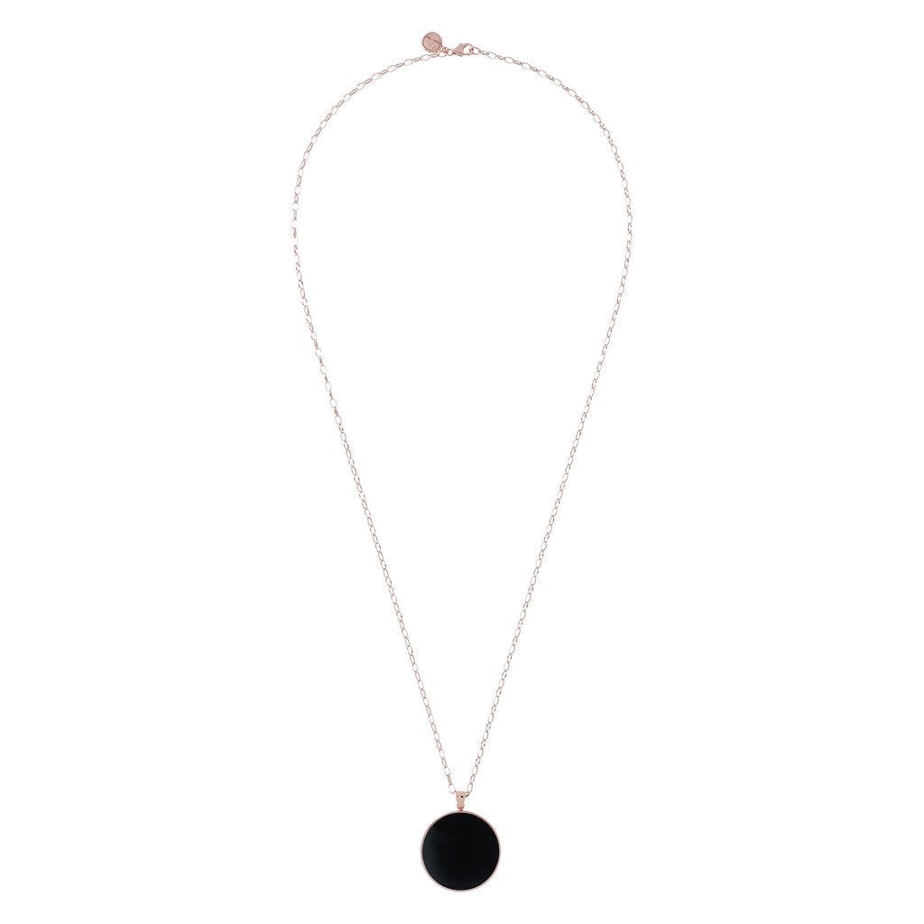 Bronzallure Black Onyx Big Disc Necklace Necklaces Bronzallure 