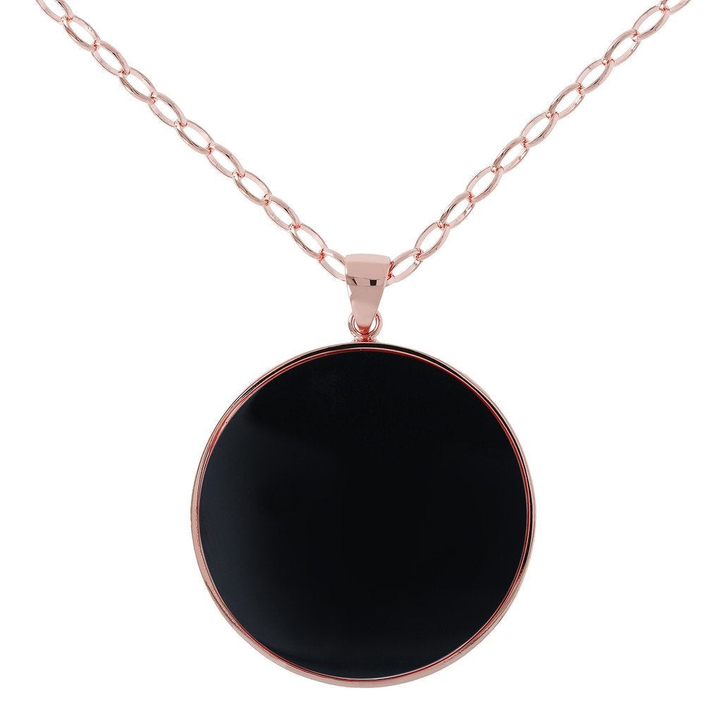 Bronzallure Black Onyx Big Disc Necklace Necklaces Bronzallure 
