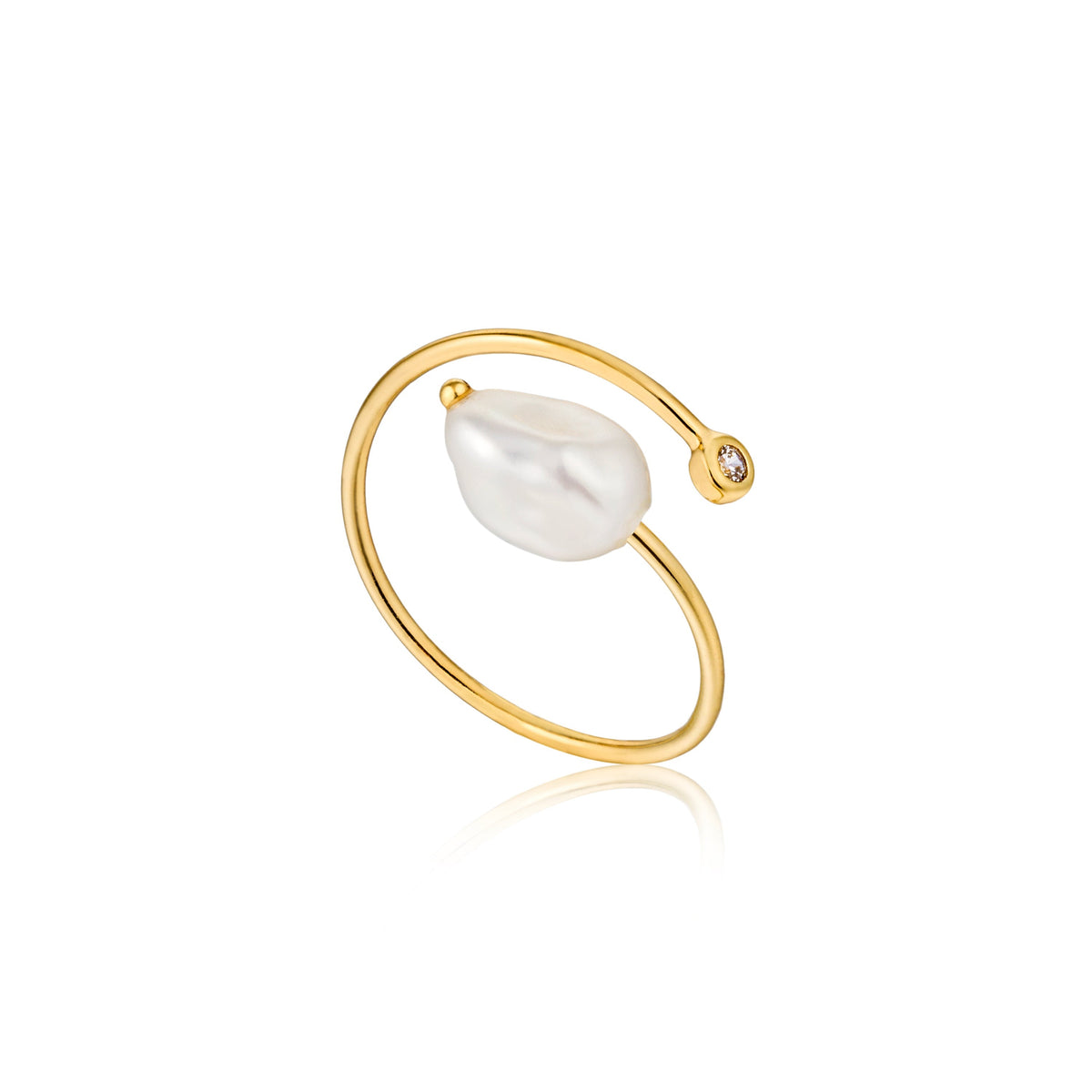 Ania Haie Pearl Twist Ring Gold Rings Ania Haie 