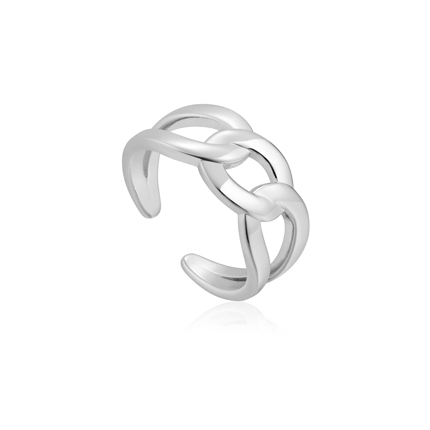 Ania Haie Wide Curb Chain Adjustable Ring - Silver Rings Ania Haie 