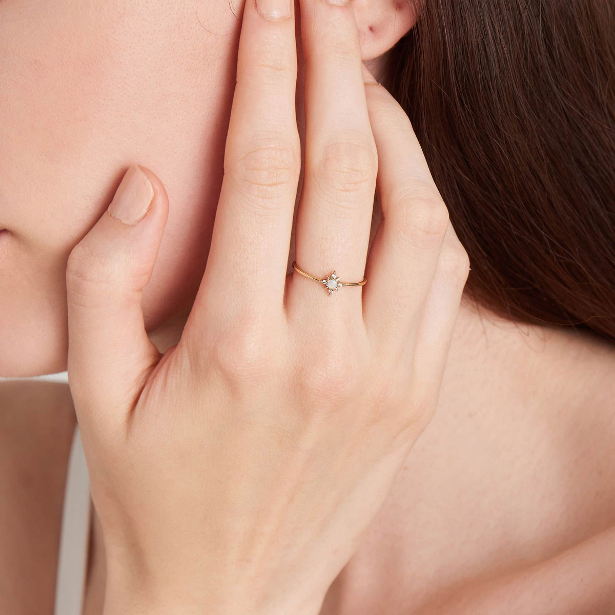 Ania Haie 14kt Gold Opal and White Sapphire Star Ring Rings Ania Haie 