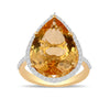 9ct Yellow Gold 0.33ct Diamond & Pear Citrine Ring Rings Bevilles 