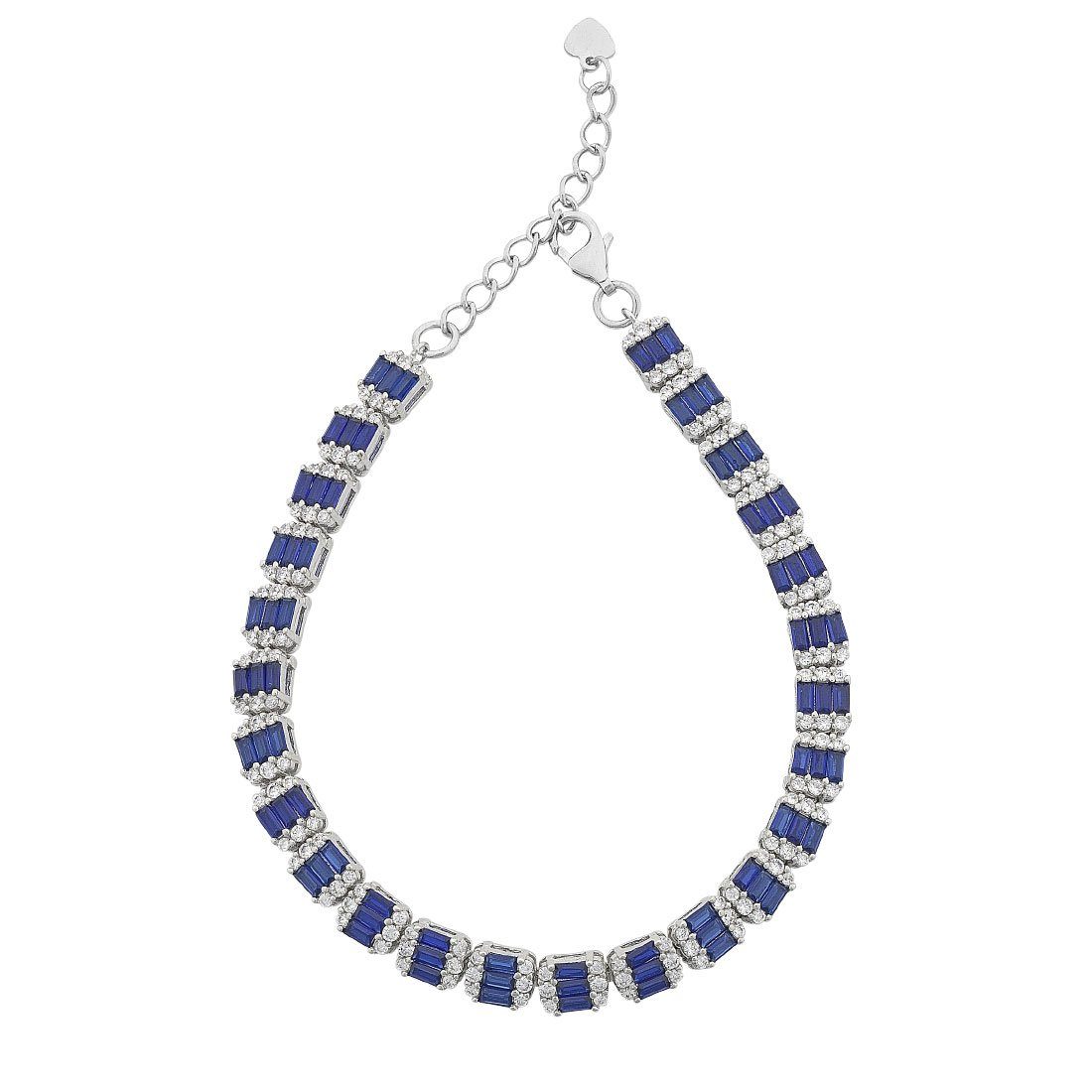 Sterling Silver Baguette Sapphire Cubic Zirconia Bracelet Bracelets Bevilles 
