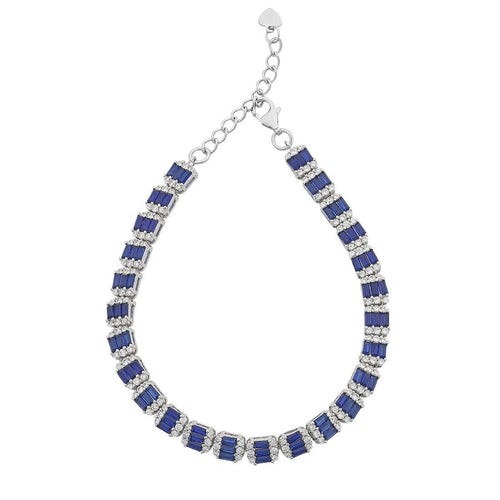Sterling Silver Baguette Sapphire Cubic Zirconia Bracelet Bracelets Bevilles 