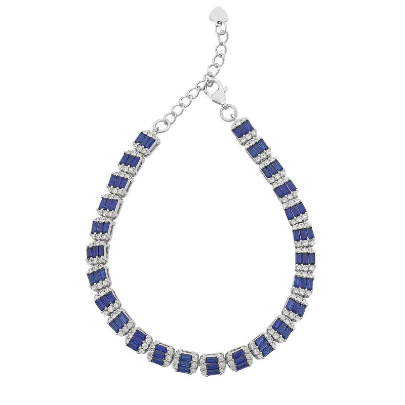 Sterling Silver Baguette Sapphire Cubic Zirconia Bracelet Bracelets Bevilles 