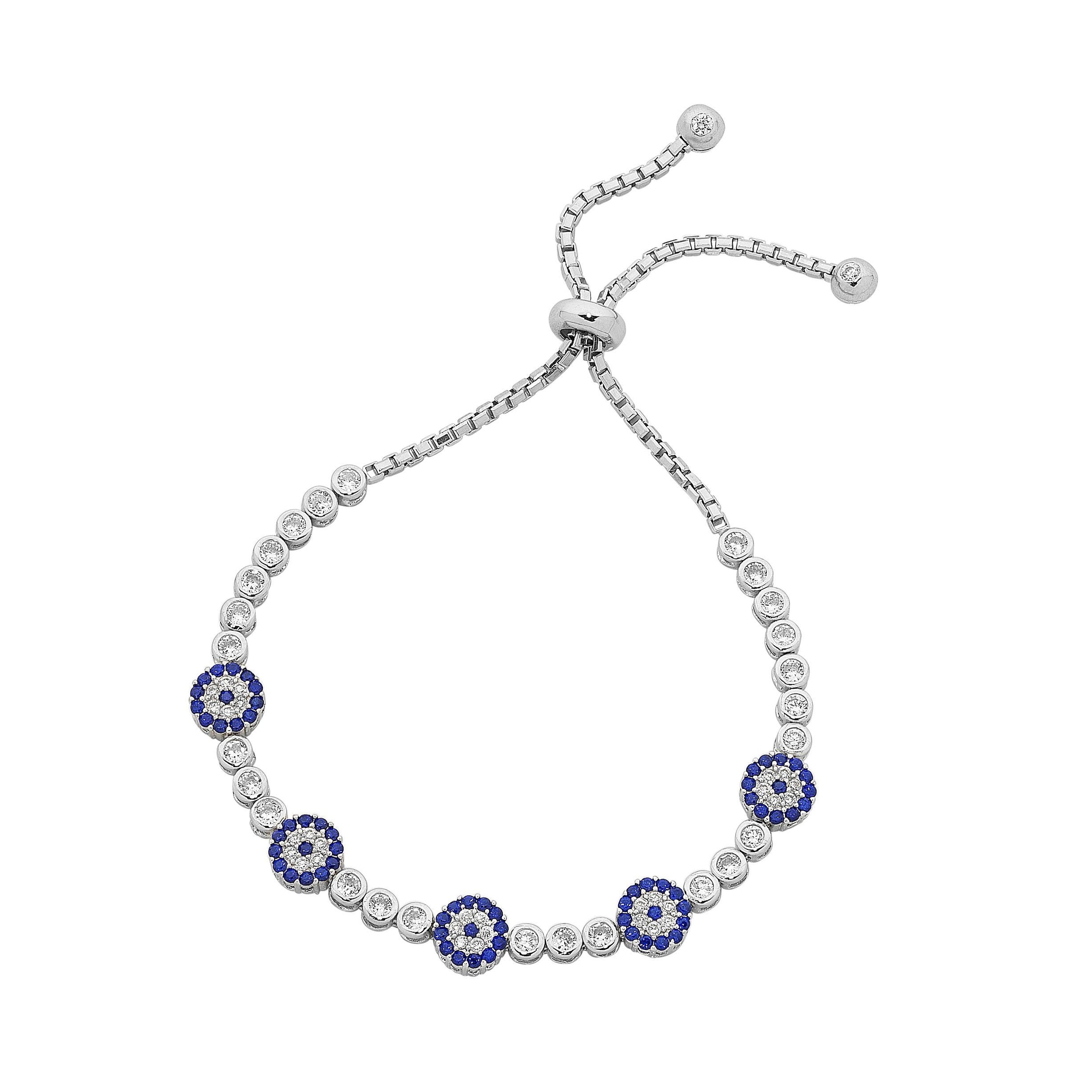 Sterling Silver Evil Eye Charm Bracelet Bracelets Bevilles 