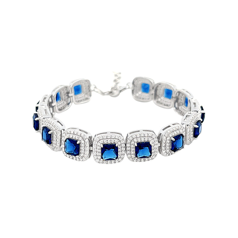 Blue Sapphire Cubic Zirconia Bracelet in Sterling Silver Bracelets Bevilles 