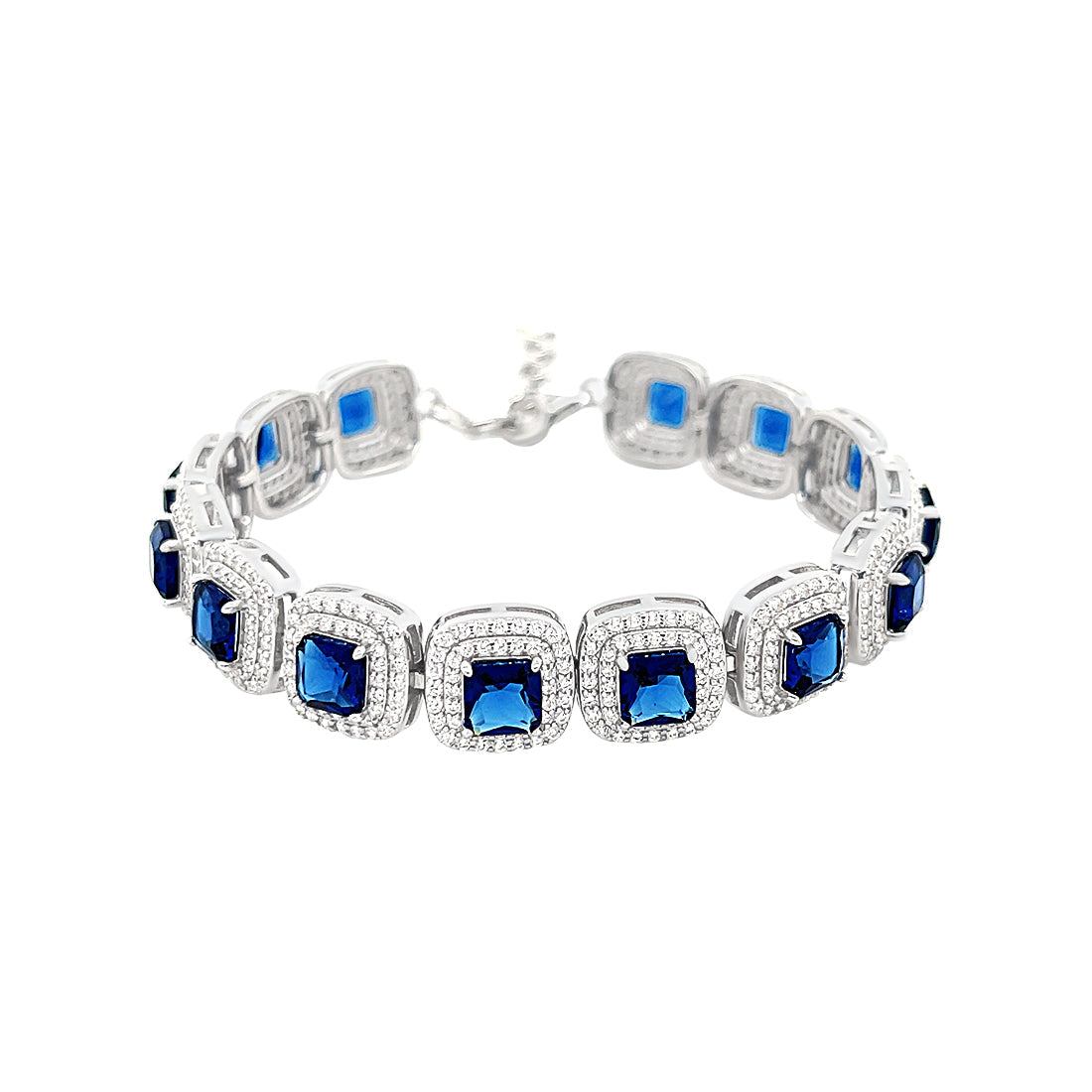 Blue Sapphire Cubic Zirconia Bracelet in Sterling Silver Bracelets Bevilles 