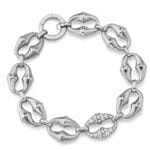 Sterling Silver Large Link Bracelet with Cubic Zirconia Bracelets Bevilles 
