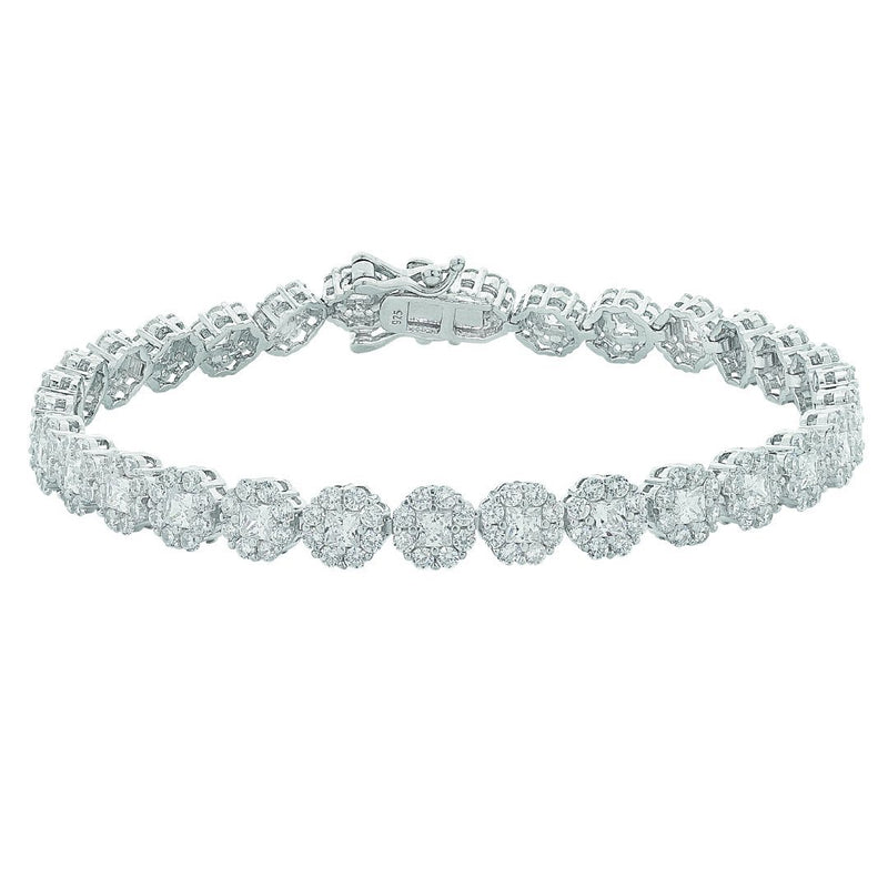 Sterling Silver Cubic Zirconia Flower Halo Bracelet Bracelets Bevilles 