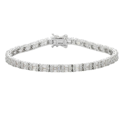 Sterling Silver White Cubic Zirconia Brilliant Tennis Bracelet Bracelets Bevilles 