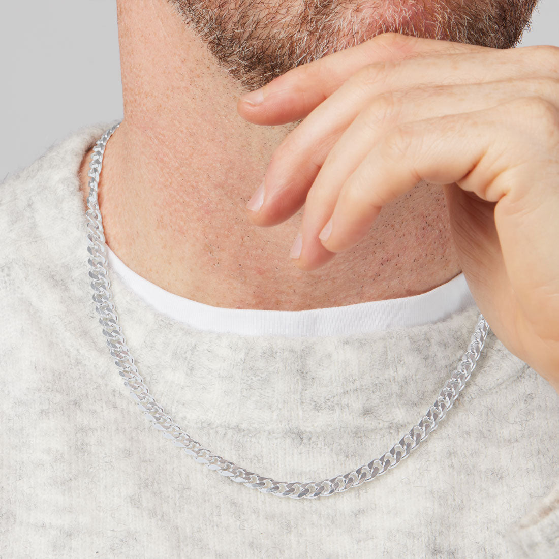 Sterling Silver 55cm Flat Curb Necklace Necklaces Bevilles 