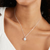April Birthstone Sterling Silver White Cubic Zirconia Halo Necklace Necklaces Bevilles 