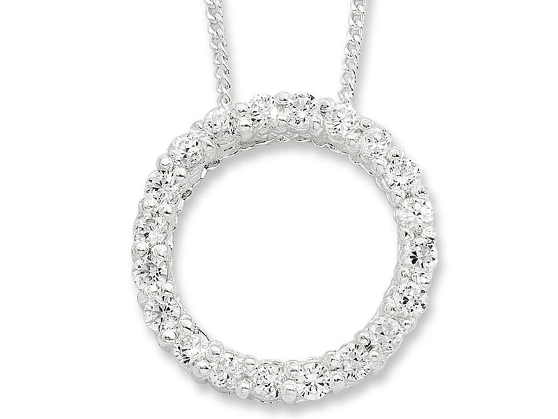 Sterling Silver Cubic Zirconia Open Circle Necklace Necklaces Bevilles 
