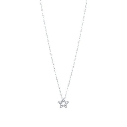 Open Star Necklace with Cubic Zirconia in Sterling Silver Necklaces Bevilles 
