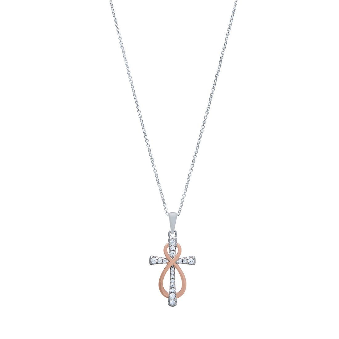 Cross & Infinity Necklace in Sterling Silver Necklaces Bevilles 