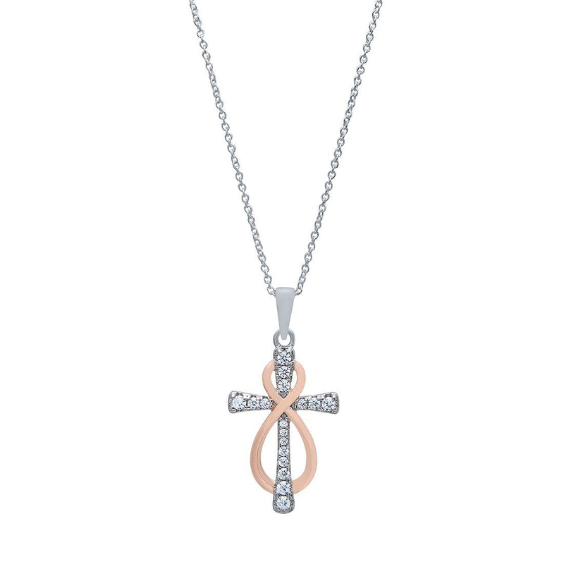 Cross & Infinity Necklace in Sterling Silver Necklaces Bevilles 