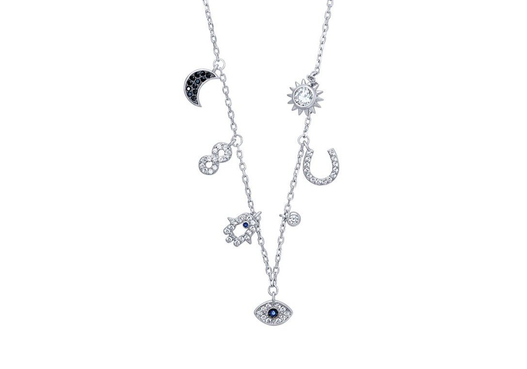 Multi Charm Anklet with Cubic Zirconia in Sterling Silver Anklet Bevilles 