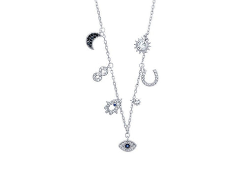 Multi Charm Anklet with Cubic Zirconia in Sterling Silver Anklet Bevilles 