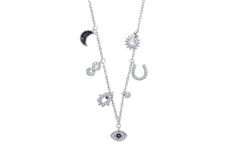 Multi Charm Anklet with Cubic Zirconia in Sterling Silver Anklet Bevilles 
