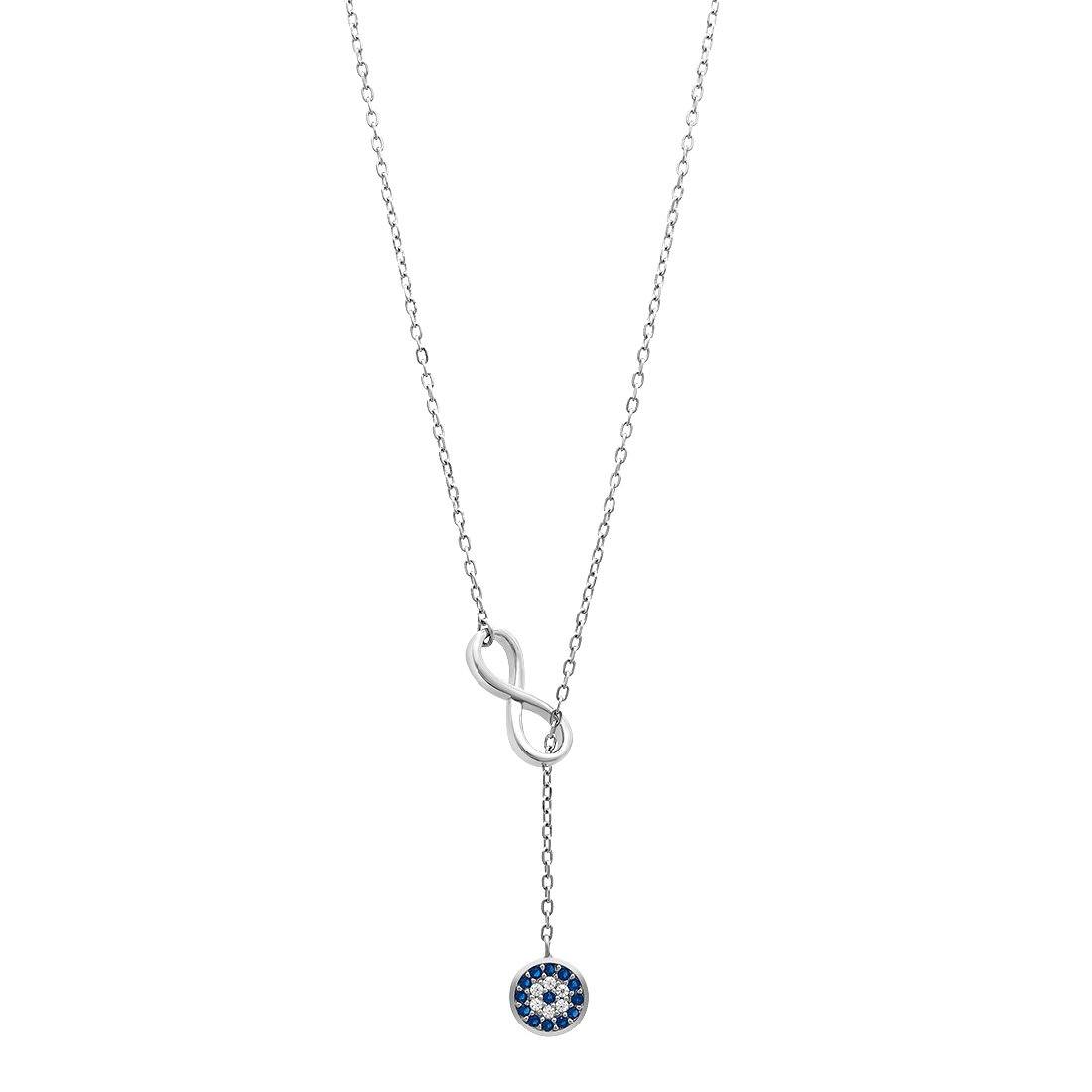 45cm Infinity Evil Eye Sterling Silver Necklace