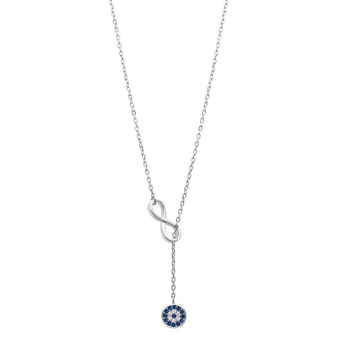 Infinity & Evil Eye Sterling Silver Necklace Necklaces Bevilles 