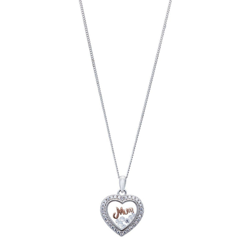 Rose 'Mum' Glass Locket Sterling Silver Necklace Necklaces Bevilles 