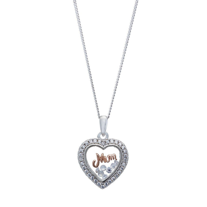 Rose 'Mum' Glass Locket Sterling Silver Necklace Necklaces Bevilles 